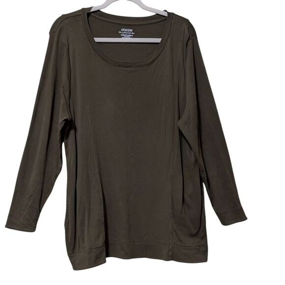 Chico's Tops - Chico's ultimate tee women's 3/XL Pima cotton tunic long sleeve cozy casual
